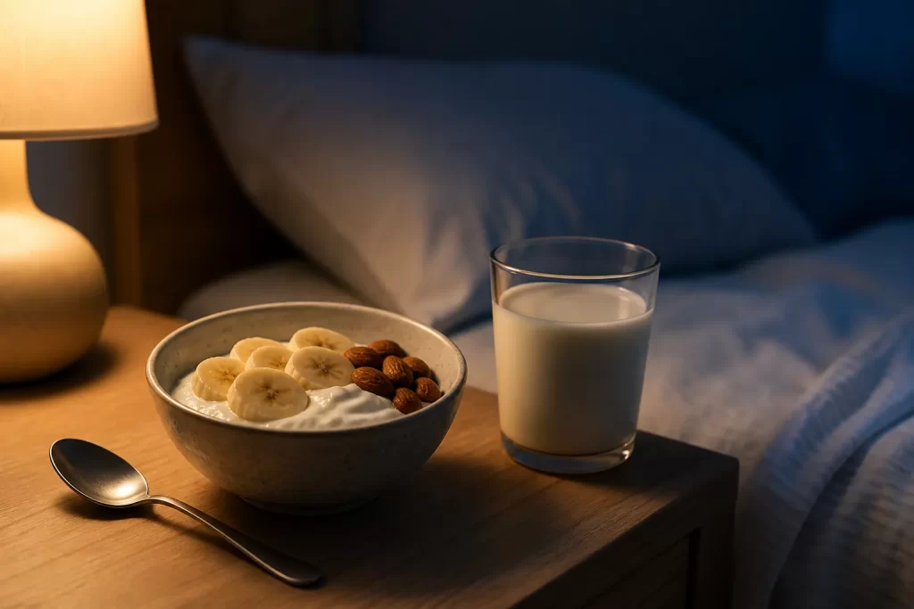 Een rustige avondsfeer met lichte, gezonde voeding voor het slapengaan.